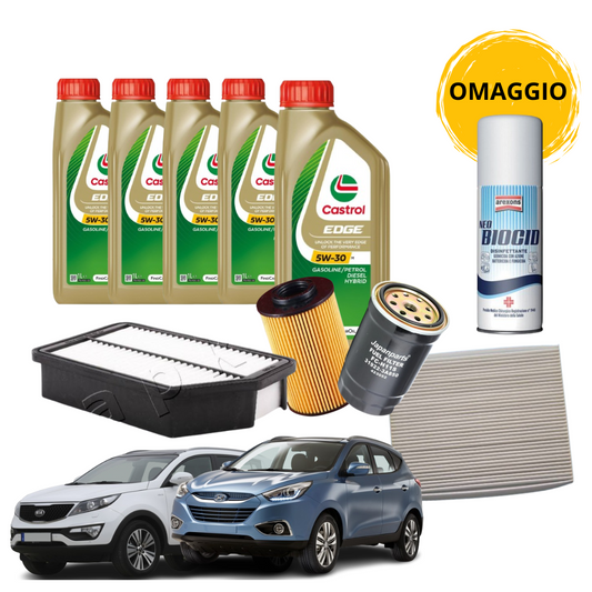 5L OLIO CASTROL 5W30 + FILTRI TAGLIANDO PER KIA SPORTAGE / HYUNDAI IX35 1.7 CRDI