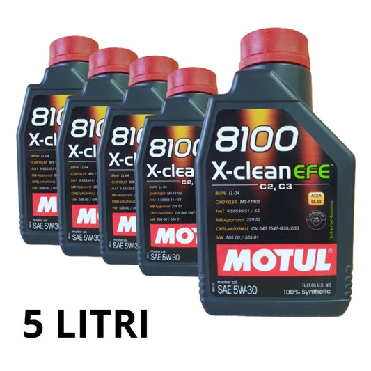 5 LITRI OLIO MOTORE MOTUL 5W30 8100 X-CLEAN EFE ACEA C2 C3 SINTETICO 100%
