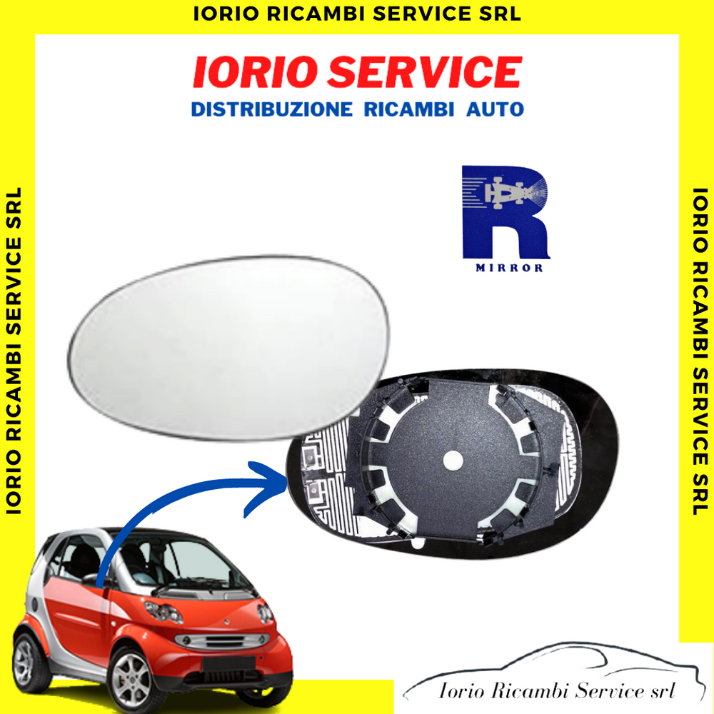 PIASTRA SPECCHIO TERMICO + VETRO DESTRO SMART FORTWO 450 1998>2006 SPECCHIETTO