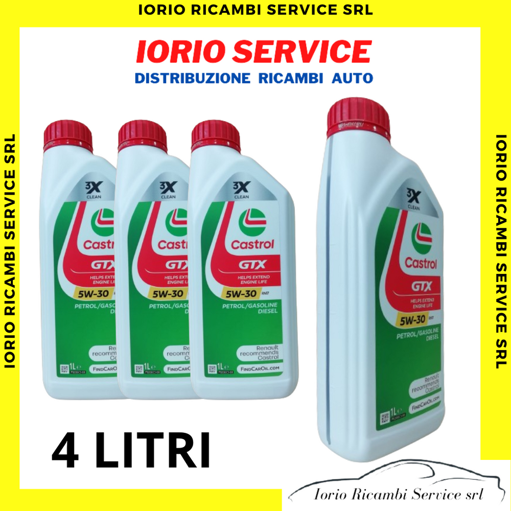 4 LITRI OLIO MOTORE CASTROL GTX 5W30 RN17 HELPS EXSTEND ENGINE LIFE DIESEL A3/B4