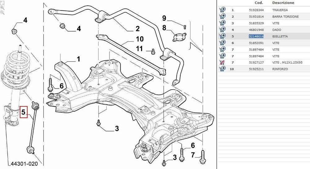 2 BIELLETTE TORSIONE STABILIZZATORI ANT. MARCA MOOG FIAT 500 PANDA 312 BRAVO II