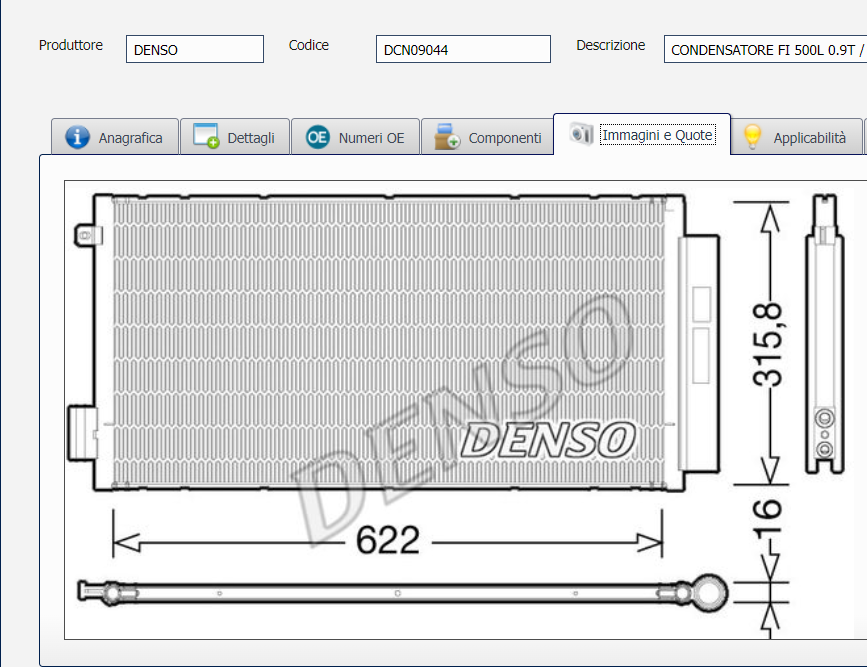 RADIATORE CONDENSATORE ARIA CONDIZIONATA CONDIZIONATORE FIAT 500L FIAT TIPO 2016