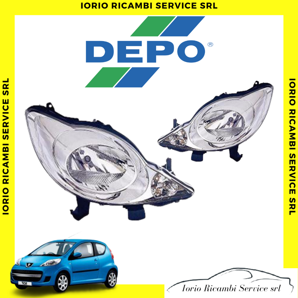 COPPIA FARI PEUGEOT 107 FANALI PROIETTORI ANTERIORI DA 2005 A 2011 NON RESTYLING