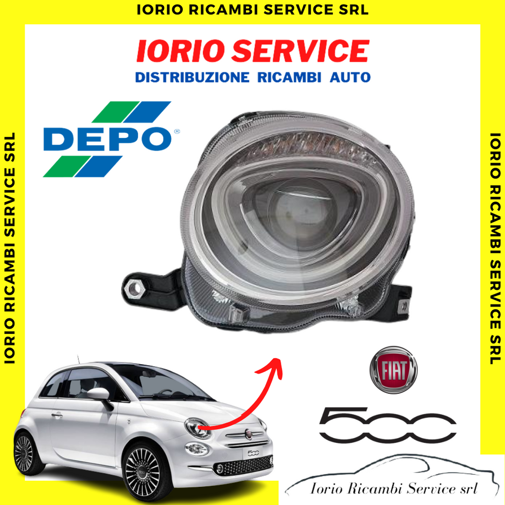 FARO FANALE PROIETTORE ANTERIORE SUPERIORE DESTRO FIAT 500 RESTYLING DAL 2015