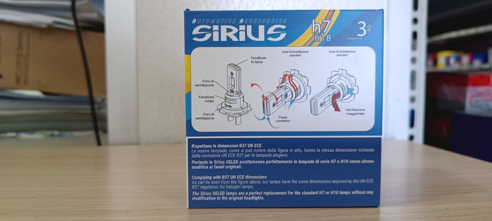 KIT 2 LAMPADE SIRIUS H7 H18 DIMENSIONI ORIGINALI 6000K ICE WHITE NO ADATTATORI