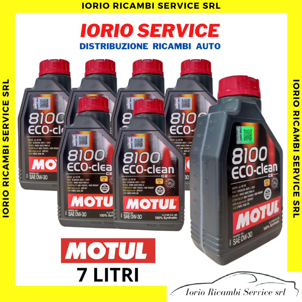 7 LITRI MOTUL 8100 ECO-CLEAN 0W30 ACEA C2 OLIO MOTORE 100% SINTETICO