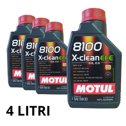 4 LITRI OLIO MOTORE MOTUL 5W30 8100 X-CLEAN EFE ACEA C2 C3 SINTETICO 100%