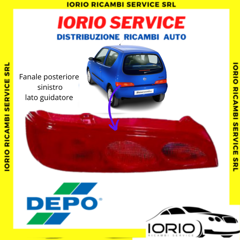 FARO FANALE FANALINO STOP POSTERIORE FIAT SEICENTO 600 SINISTRO Sx ROSSO