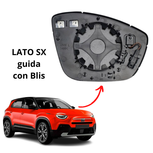 PIASTRA SPECCHIO TERMICA SINISTRO CON VETRO FIAT 600  DAL 2023  CON SISTEMA BLIS
