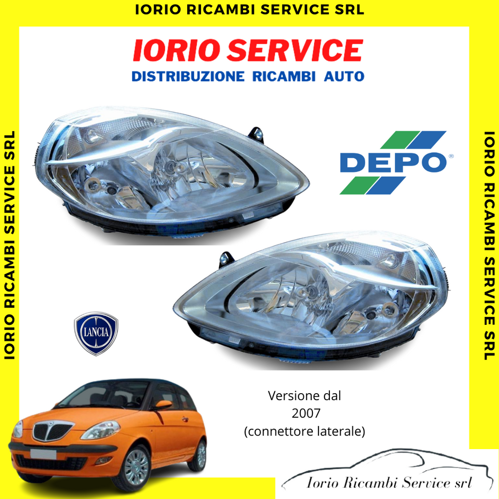 COPPIA FARI ANTERIORI LANCIA YPSILON Y 843 09/2007>09/2011 MUSA 09/2007>08/2011