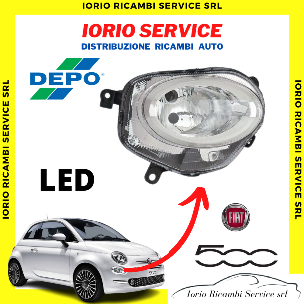 FARO FANALE INFERIORE DESTRO LED DX FIAT 500 RESTYLING >2015 REGOLAZIONE MANUALE