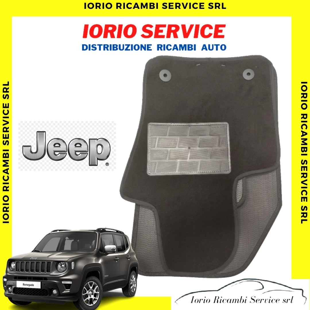 SET 4 TAPPETI TAPPETINI MOQUETTE JEEP RENEGADE DISTANZA 2 FISSAGGI L.PASSEG.20CM