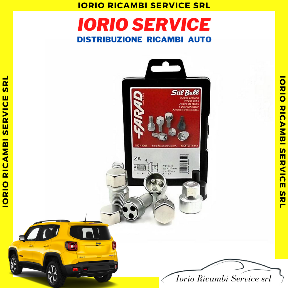 KIT 4 BULLONI ANTIFURTO AUTO per JEEP RENEGADE CERCHI IN LEGA FARAD