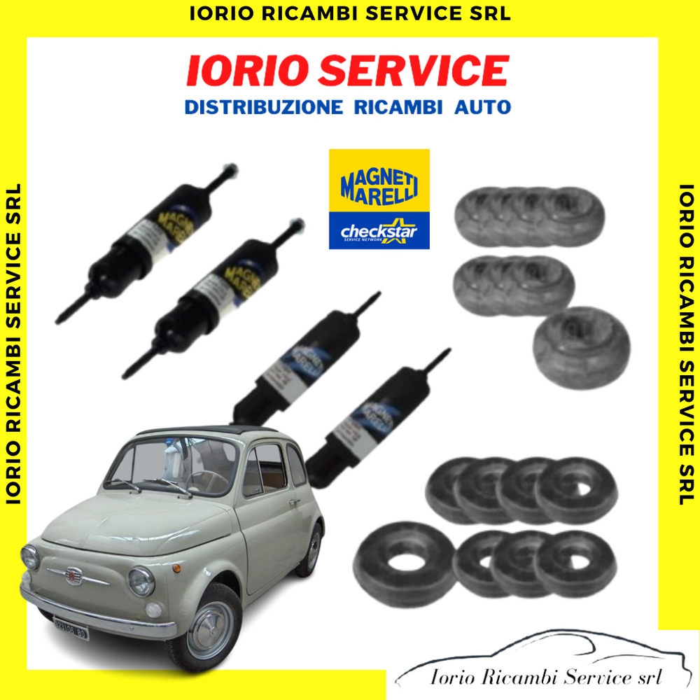 KIT 4 AMMORTIZZATORI ANT+POST FIAT 500 F/L/R 126 MAGNETI MARELLI + 16 GOMMINI