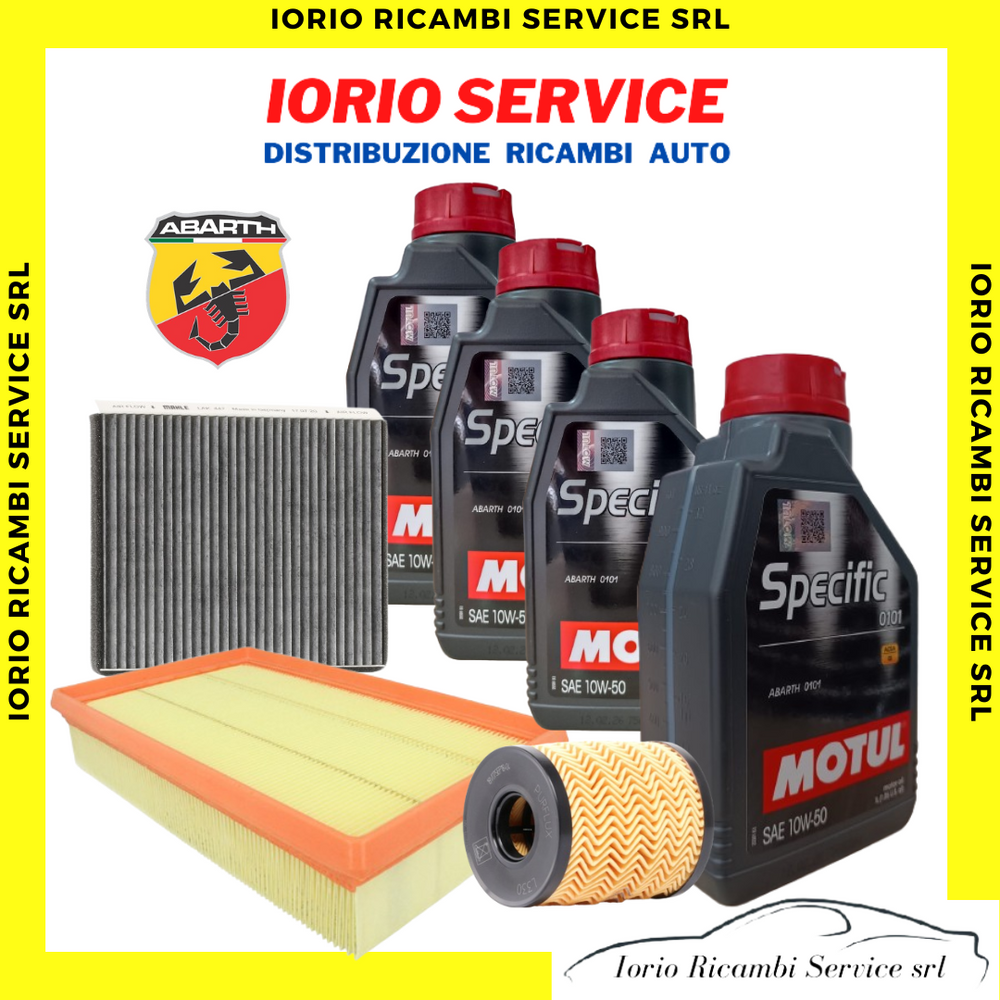 KIT TAGLIANDO 4 LITRI MOTUL 10W-50 + FILTRI ABARTH 0101 PUNTO 500 595 695 16V