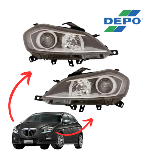 COPPIA FARI LANCIA DELTA DAL 2008 H7-H7 FANALI PROIETTORI DX & SX C/MOTORINO
