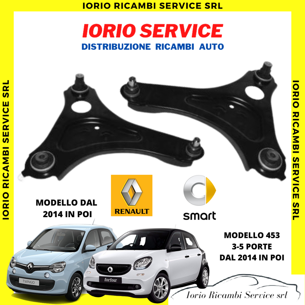 2 BRACCI OSCILLANTI COMPLETI RENAULT TWINGO DAL 2014 & SMART 453 DAL 2014