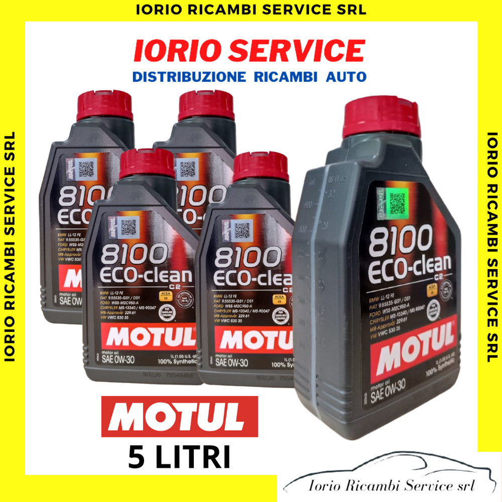 5 LITRI MOTUL 8100 ECO-CLEAN 0W30 ACEA C2 OLIO MOTORE 100% SINTETICO
