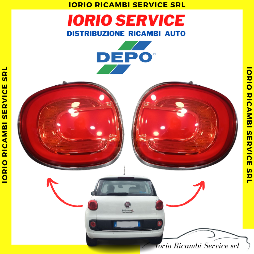 COPPIA KIT FANALI FARI POSTERIORI STOP DX+SX CORNICE CROMATA FIAT 500L DAL 2012