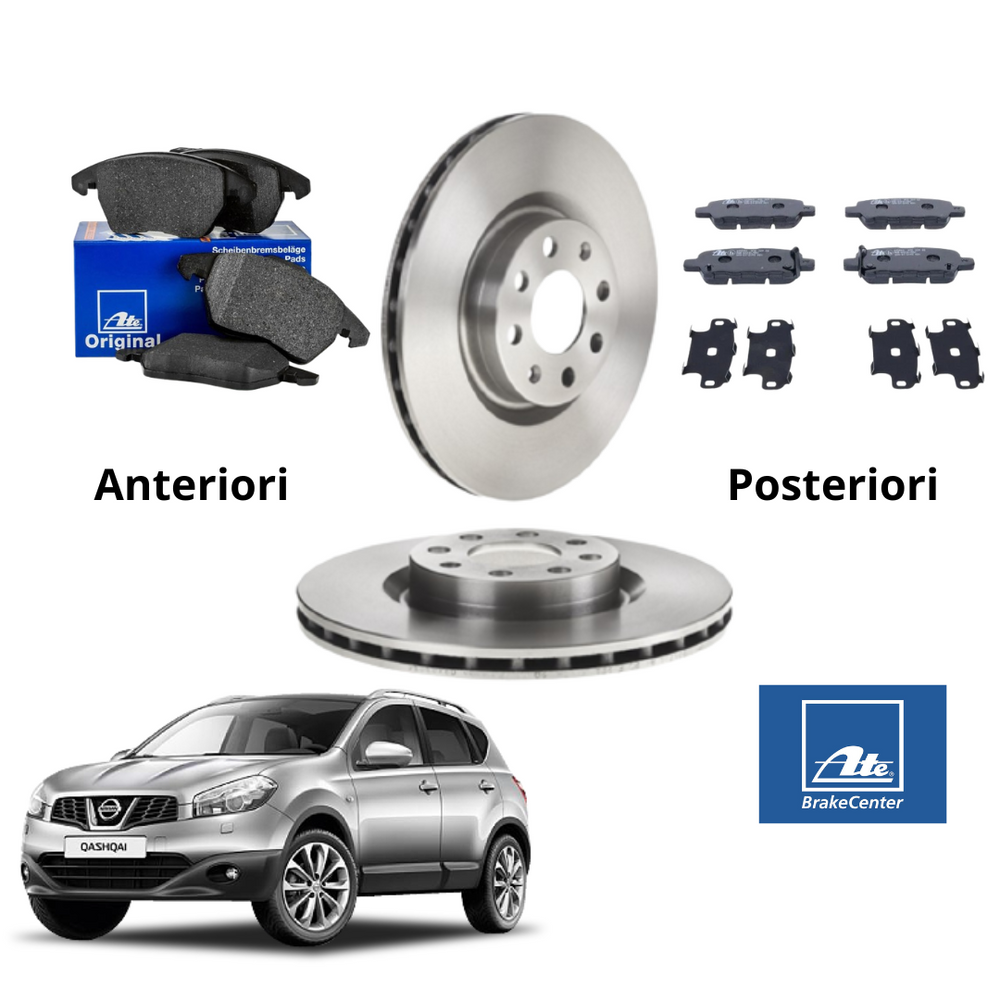DISCHI FRENO 320mm MARCA ATE + PASTIGLIE ANT. + POST. PER QASHQAI 1A SERIE  2006