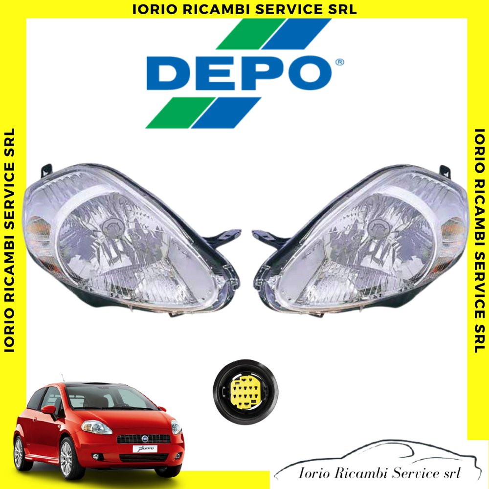 COPPIA FARI FIAT GRANDE PUNTO 2005<08 PROIETTORI FANALI ANTERIORI Sx Dx H4 7 PIN