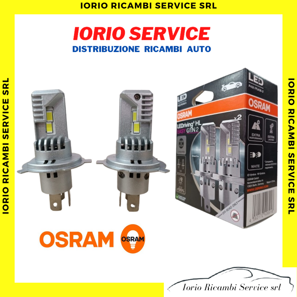 KIT 2 LAMPADE OSRAM H4 H19 LED GEN.2 / 6000K LUCE BIANCA NO ADATTATORI +120%