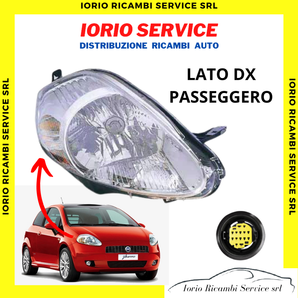 FARO ANT. DESTRO PASSEGGERO FIAT GRANDE PUNTO 2005 08 PROIETTORE FANALE H4 7PIN