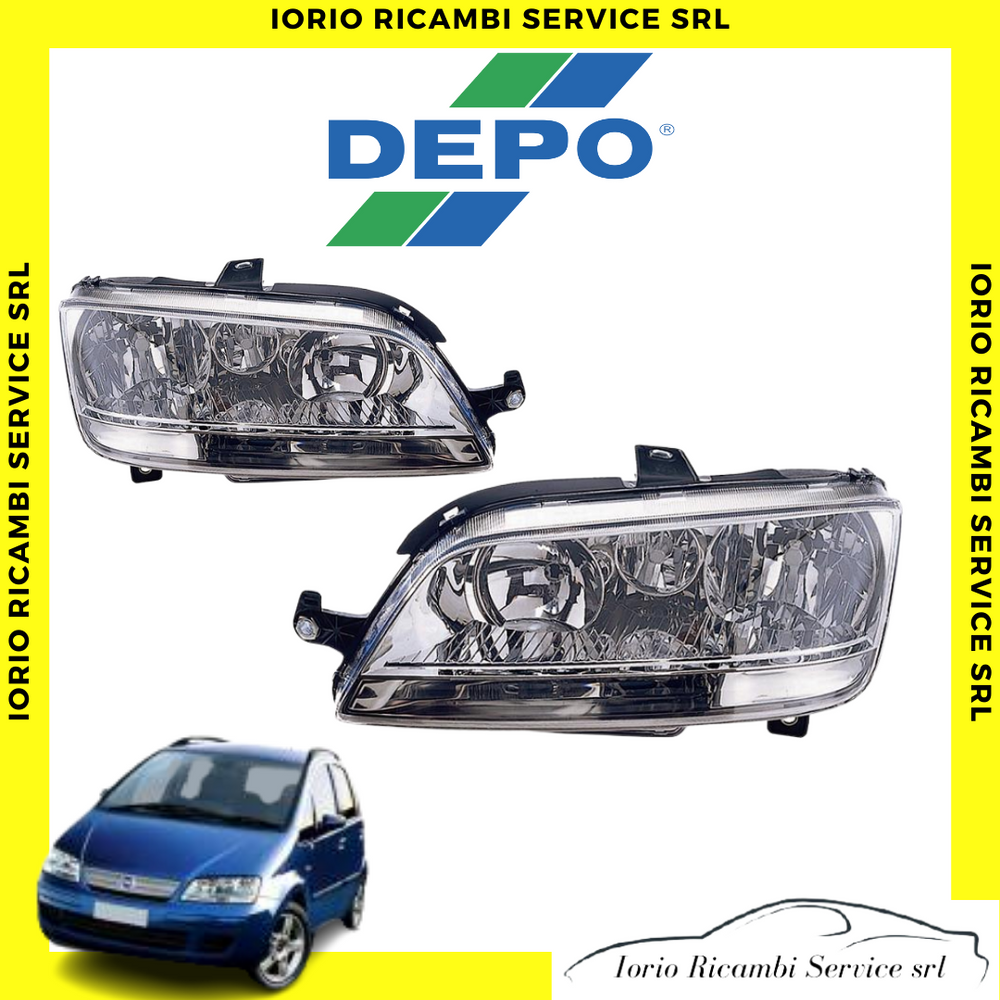 COPPIA FARI ANTERIORI FRECCIA BIANCA FIAT IDEA >06 SENZA FENDINEBBIA INCORPORATI