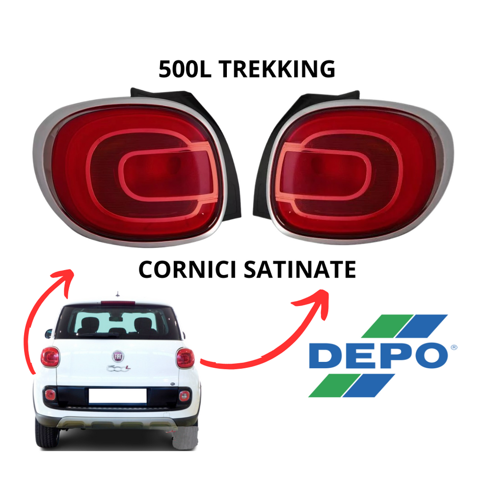 COPPIA FANALI FARI POSTERIORI STOP DX-SX CORNICI SATINATE FIAT 500L TREKKING