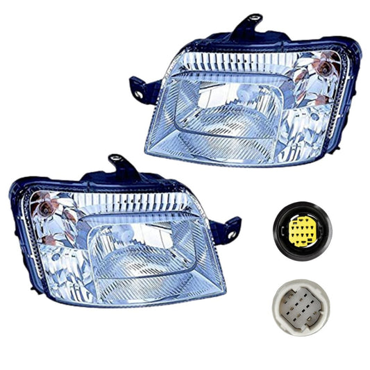 FARI FIAT PANDA 169 PROIETTORI FANALI 2003>2009 CONNETTORE GIALLO / BIANCO DX SX