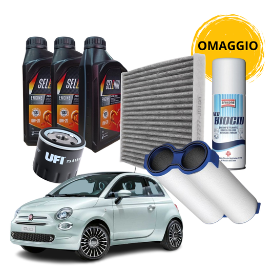Kit tagliando 3 litri olio selenia 0w20 + filtri per new 500 mild hybrid 1.0
