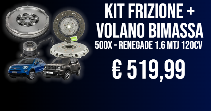 Kit frizione e volano bimassa per Fiat 500X e Jeep Renegade 1.6 MJT 120 CV